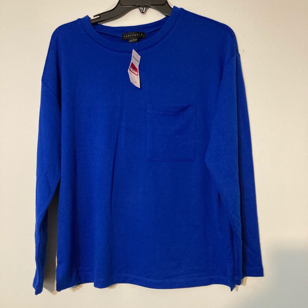 Sanctuary Crew Neck Pocket Pullover Sweatshirt